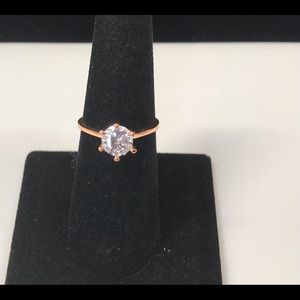 18k Rose Gold Plated White Sapphire Ring